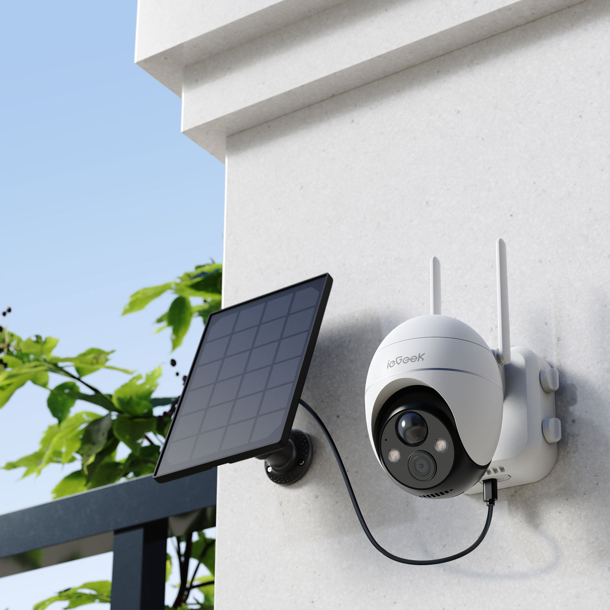 Caméra extérieure solaire 360° PTZ 5MP avec zoom 4x